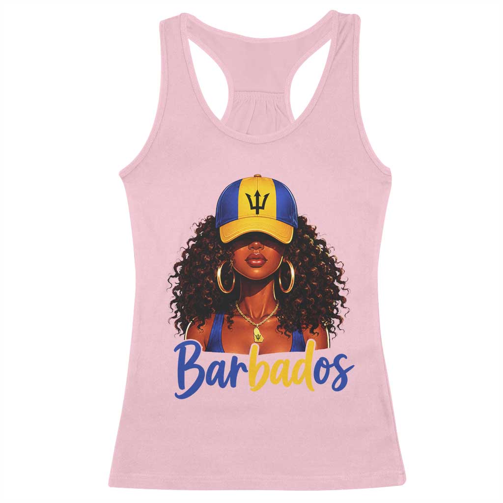 Bajan Girl Racerback Tank Top Barbados Flag Caribbean Heritage Pride Graphic Gift