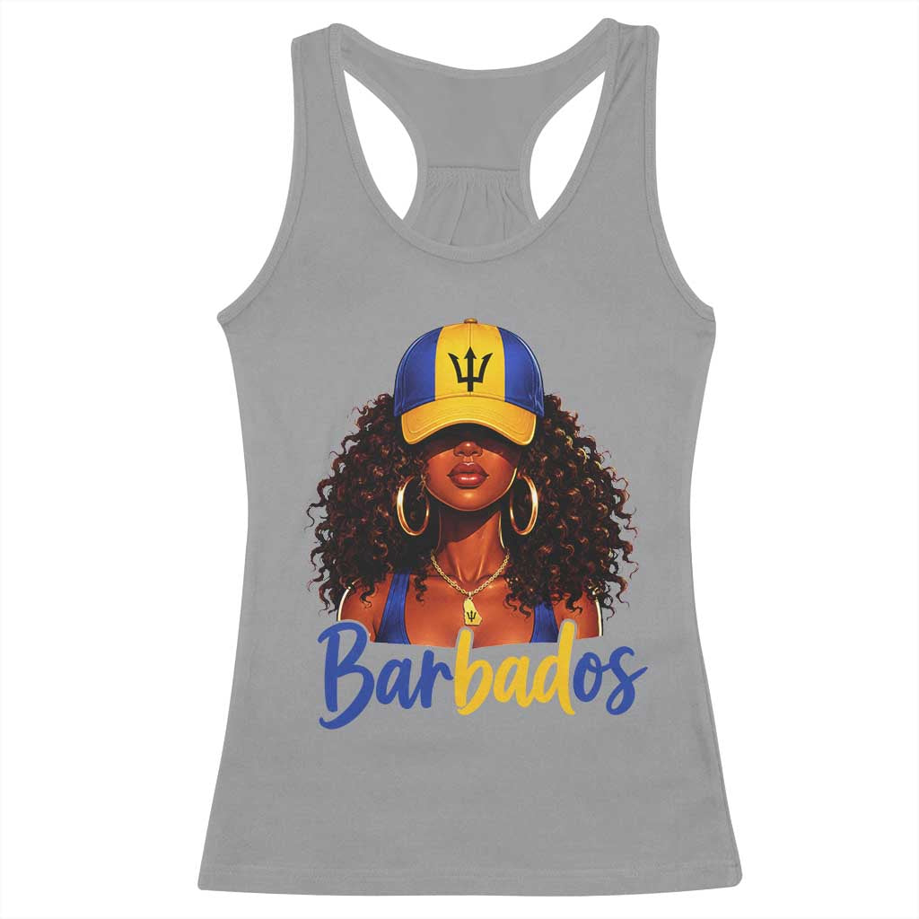 Bajan Girl Racerback Tank Top Barbados Flag Caribbean Heritage Pride Graphic Gift