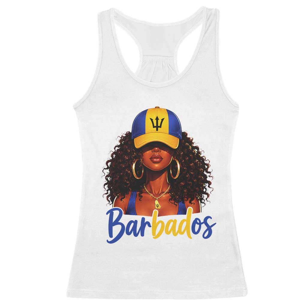 Bajan Girl Racerback Tank Top Barbados Flag Caribbean Heritage Pride Graphic Gift