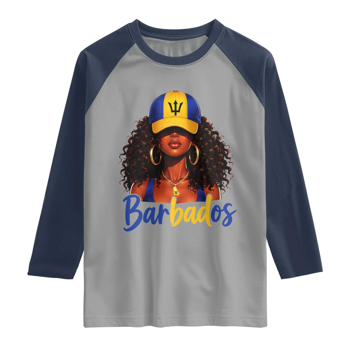Bajan Girl Raglan Shirt Barbados Flag Caribbean Heritage Pride Graphic Gift