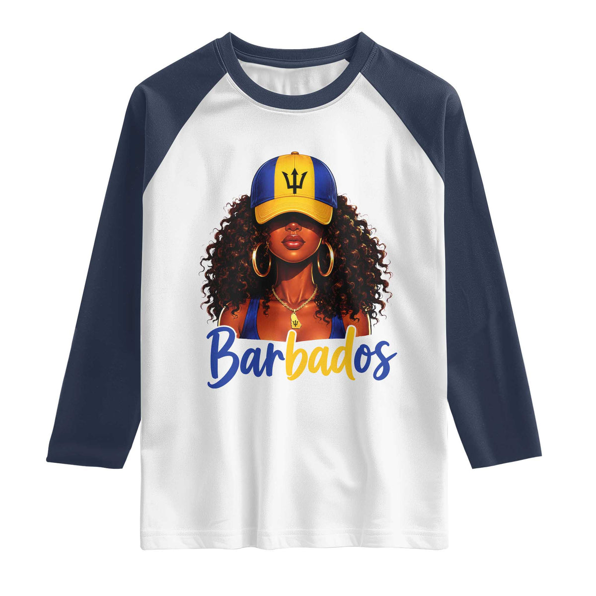 Bajan Girl Raglan Shirt Barbados Flag Caribbean Heritage Pride Graphic Gift
