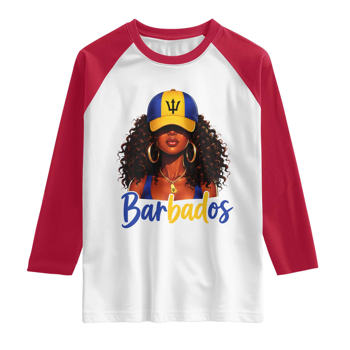 Bajan Girl Raglan Shirt Barbados Flag Caribbean Heritage Pride Graphic Gift