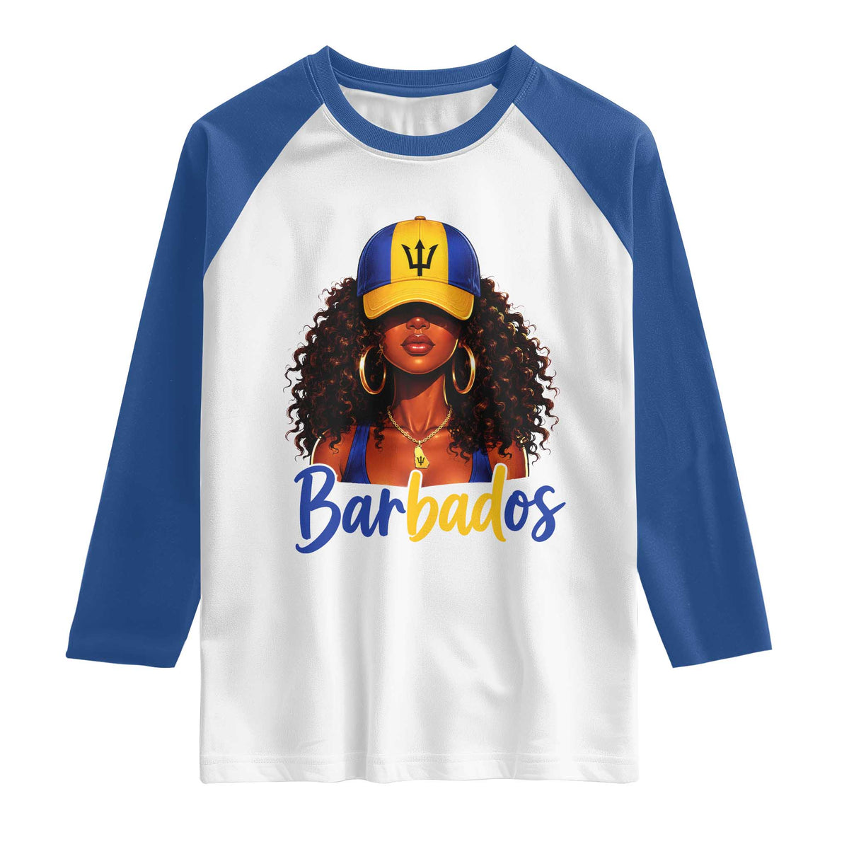 Bajan Girl Raglan Shirt Barbados Flag Caribbean Heritage Pride Graphic Gift