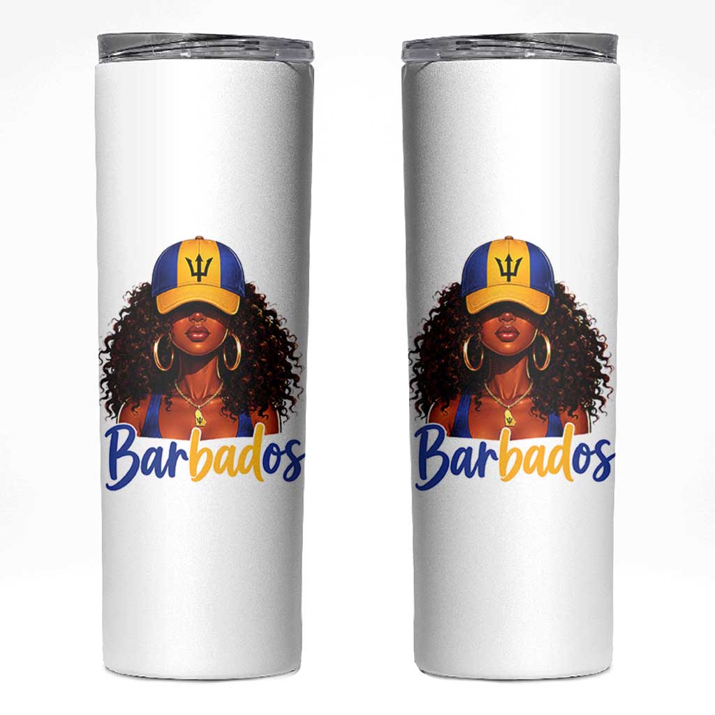 Bajan Girl Skinny Tumbler Barbados Flag Caribbean Heritage Pride Graphic Gift