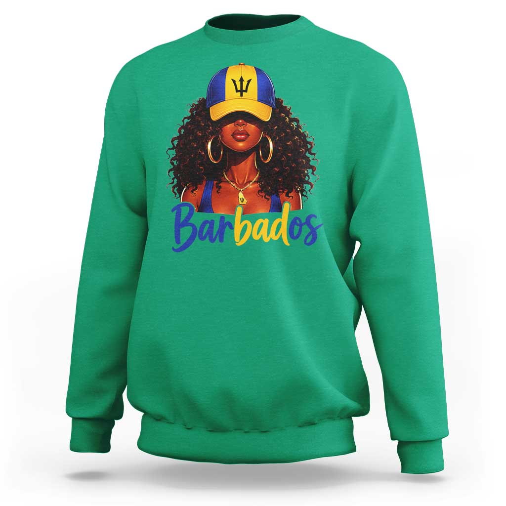 Bajan Girl Sweatshirt Barbados Flag Caribbean Heritage Pride Graphic Gift