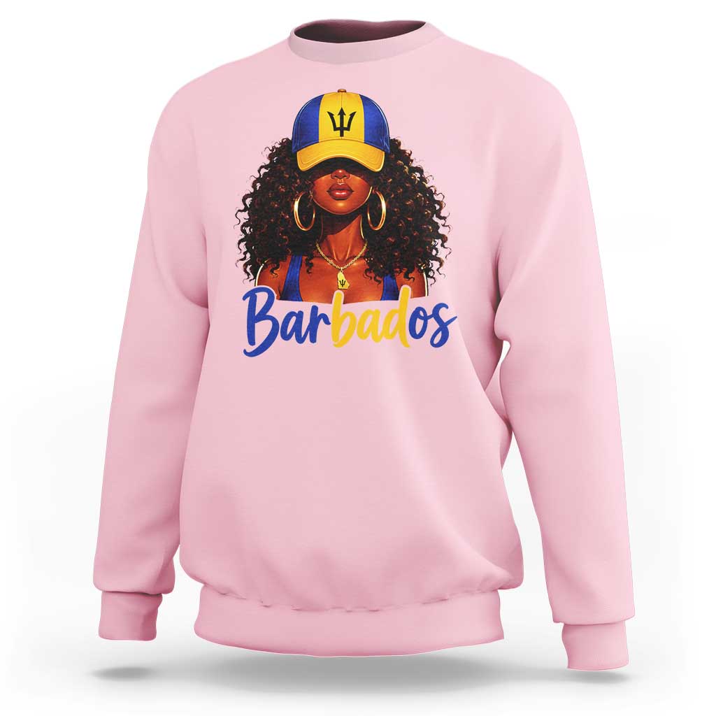 Bajan Girl Sweatshirt Barbados Flag Caribbean Heritage Pride Graphic Gift