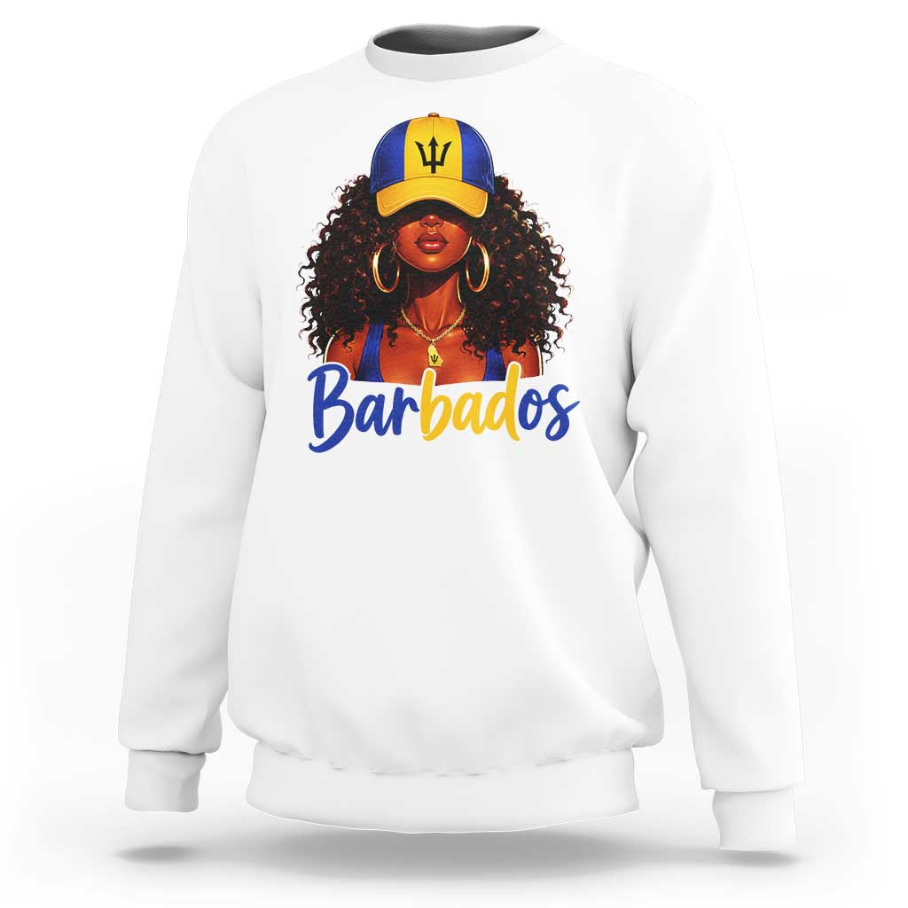 Bajan Girl Sweatshirt Barbados Flag Caribbean Heritage Pride Graphic Gift