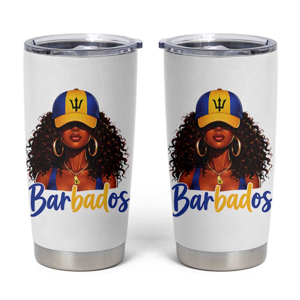 Bajan Girl Tumbler Cup Barbados Flag Caribbean Heritage Pride Graphic Gift