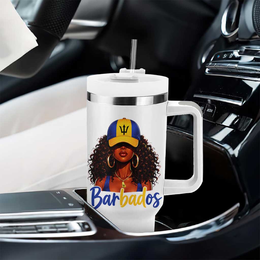 Bajan Girl Tumbler With Handle Barbados Flag Caribbean Heritage Pride Graphic Gift