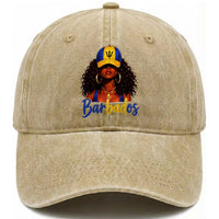 Bajan Girl Washed Cotton Baseball Cap Barbados Flag Caribbean Heritage Pride Graphic Gift