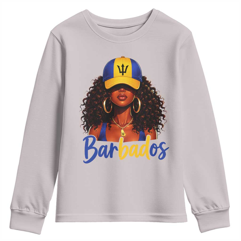 Bajan Girl Youth Sweatshirt Barbados Flag Caribbean Heritage Pride Graphic Gift