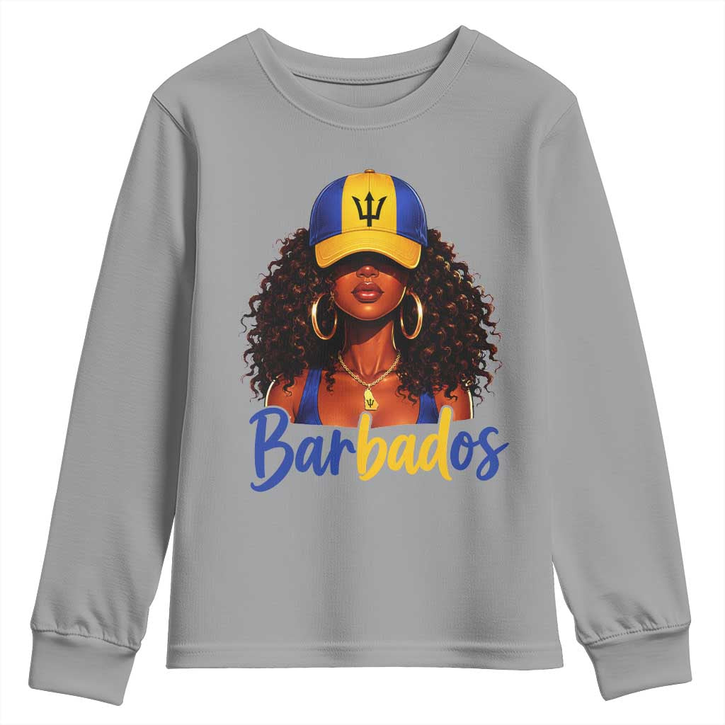 Bajan Girl Youth Sweatshirt Barbados Flag Caribbean Heritage Pride Graphic Gift