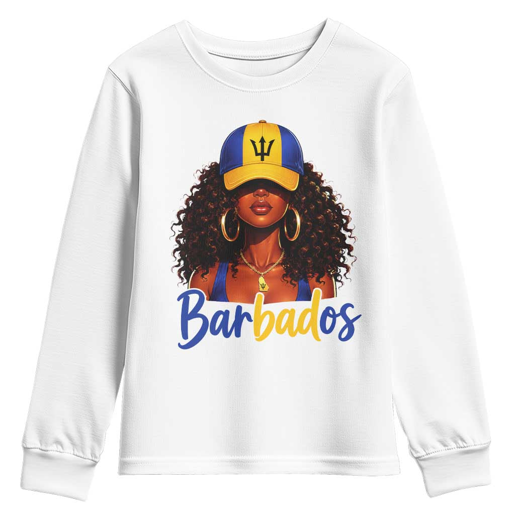 Bajan Girl Youth Sweatshirt Barbados Flag Caribbean Heritage Pride Graphic Gift