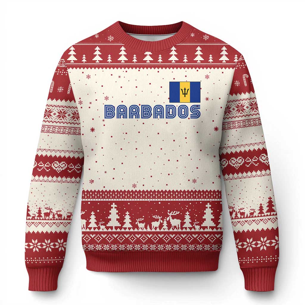 Retro Barbados Ugly Christmas Sweater Vintage Barbadian Souvenir Caribbean Island Pride Heritage Gift
