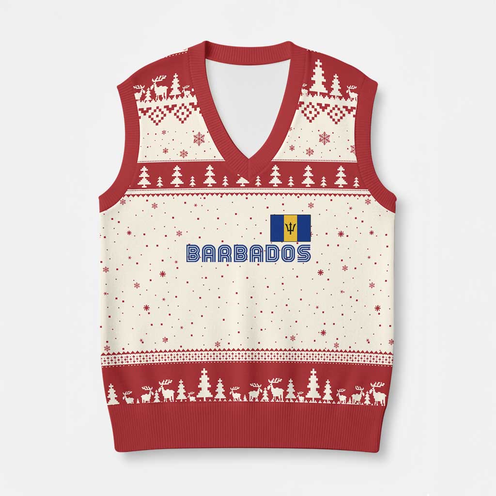 Retro Barbados V-Neck Knit Sweater Vest Vintage Barbadian Souvenir Caribbean Island Pride Heritage Gift