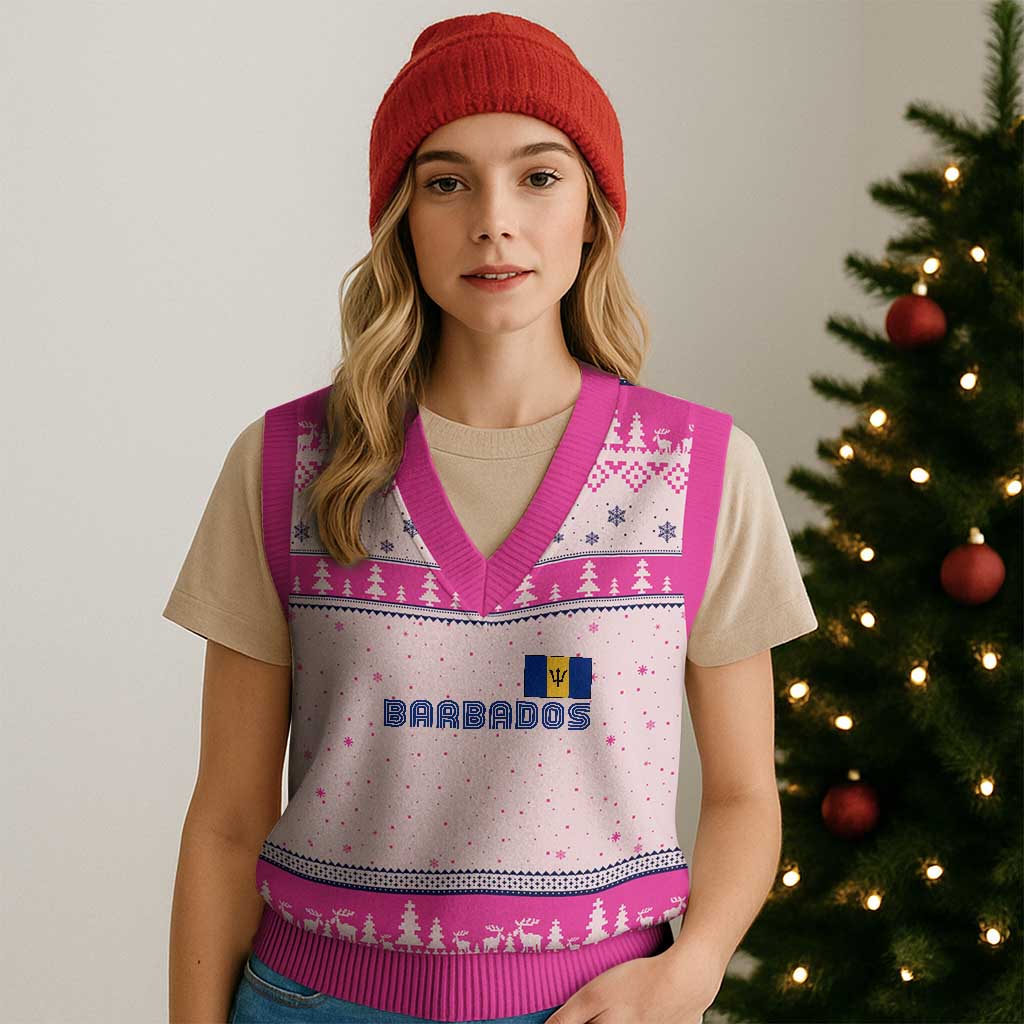 Retro Barbados V-Neck Knit Sweater Vest Vintage Barbadian Souvenir Caribbean Island Pride Heritage Gift