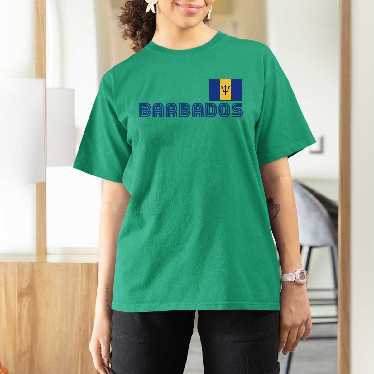 Retro Barbados T Shirt For Women Vintage Barbadian Souvenir Caribbean Island Pride Heritage Gift