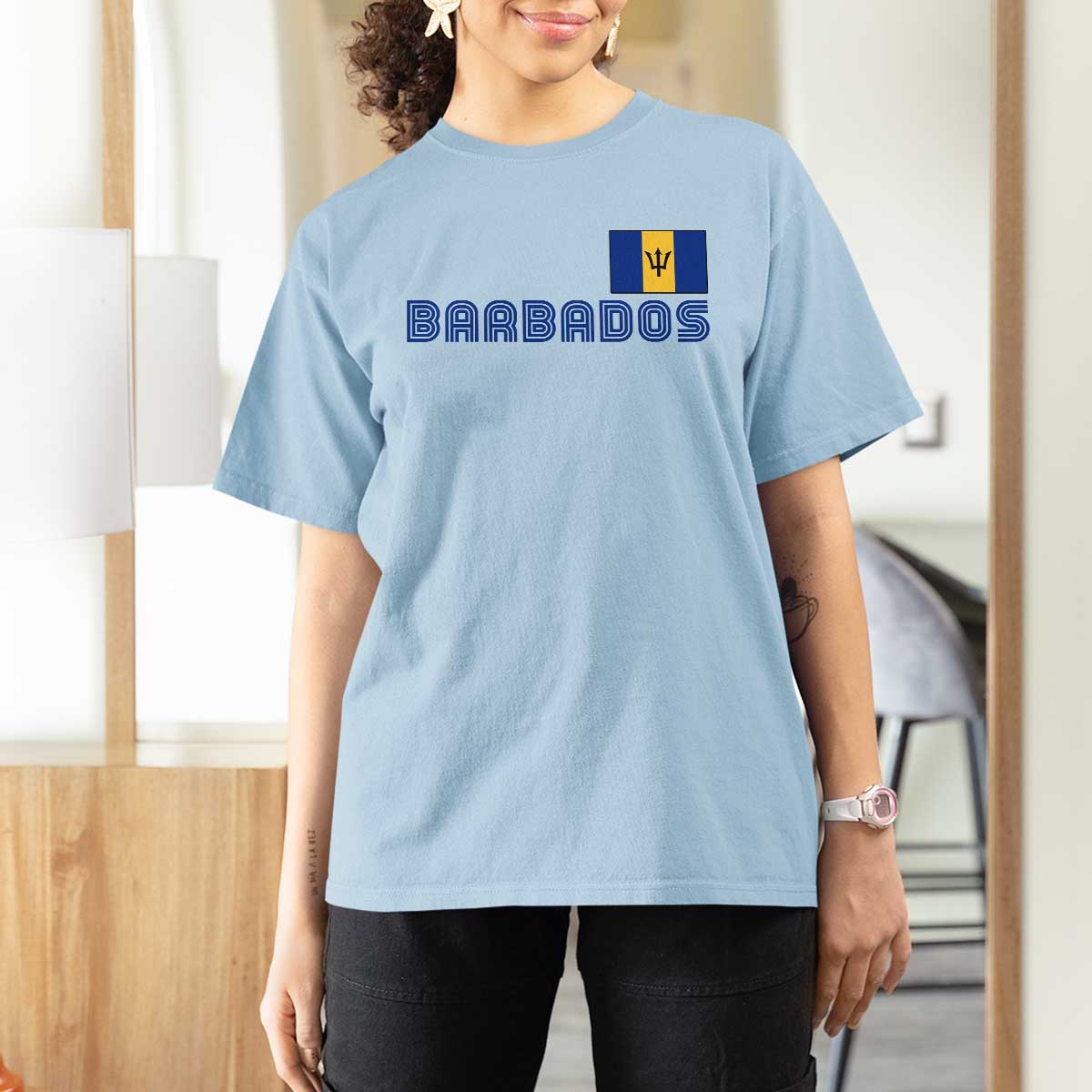 Retro Barbados T Shirt For Women Vintage Barbadian Souvenir Caribbean Island Pride Heritage Gift
