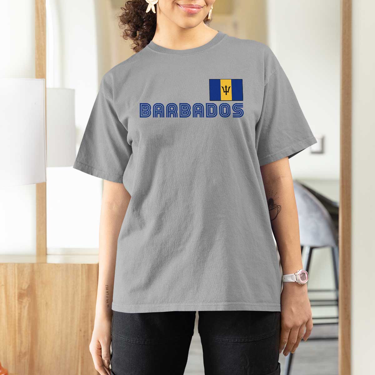 Retro Barbados T Shirt For Women Vintage Barbadian Souvenir Caribbean Island Pride Heritage Gift