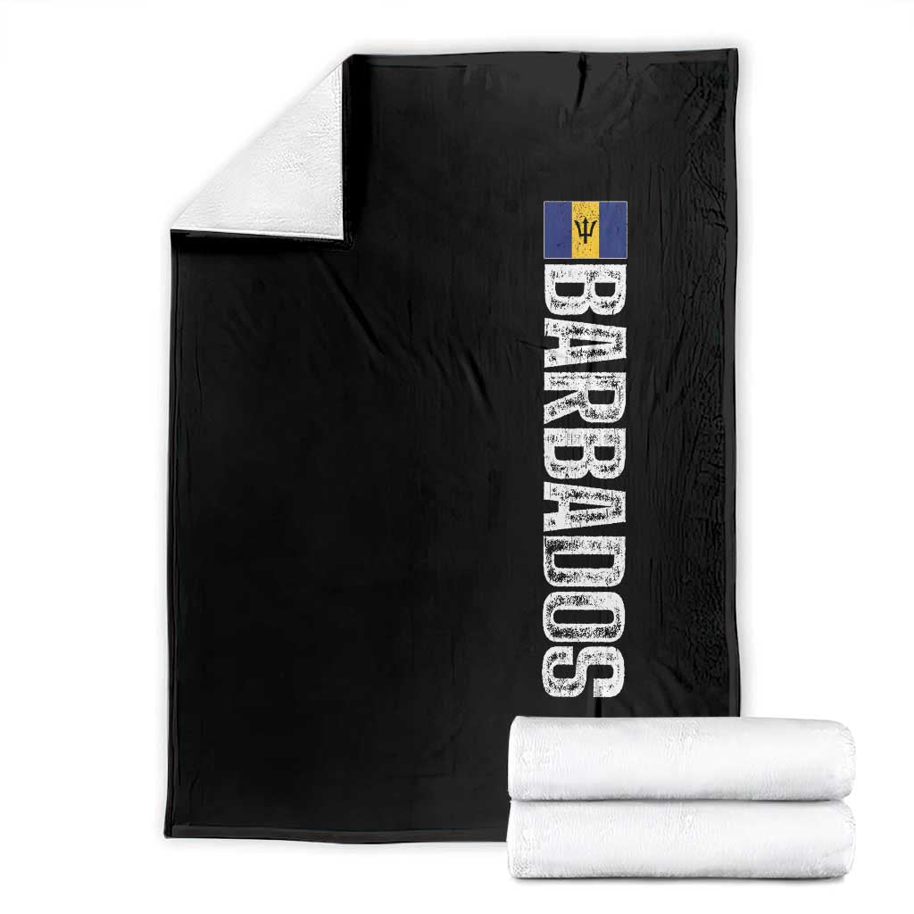 Barbados Flag Throw Blanket Distressed Vertical Typography Caribbean Island Pride Heritage Gift
