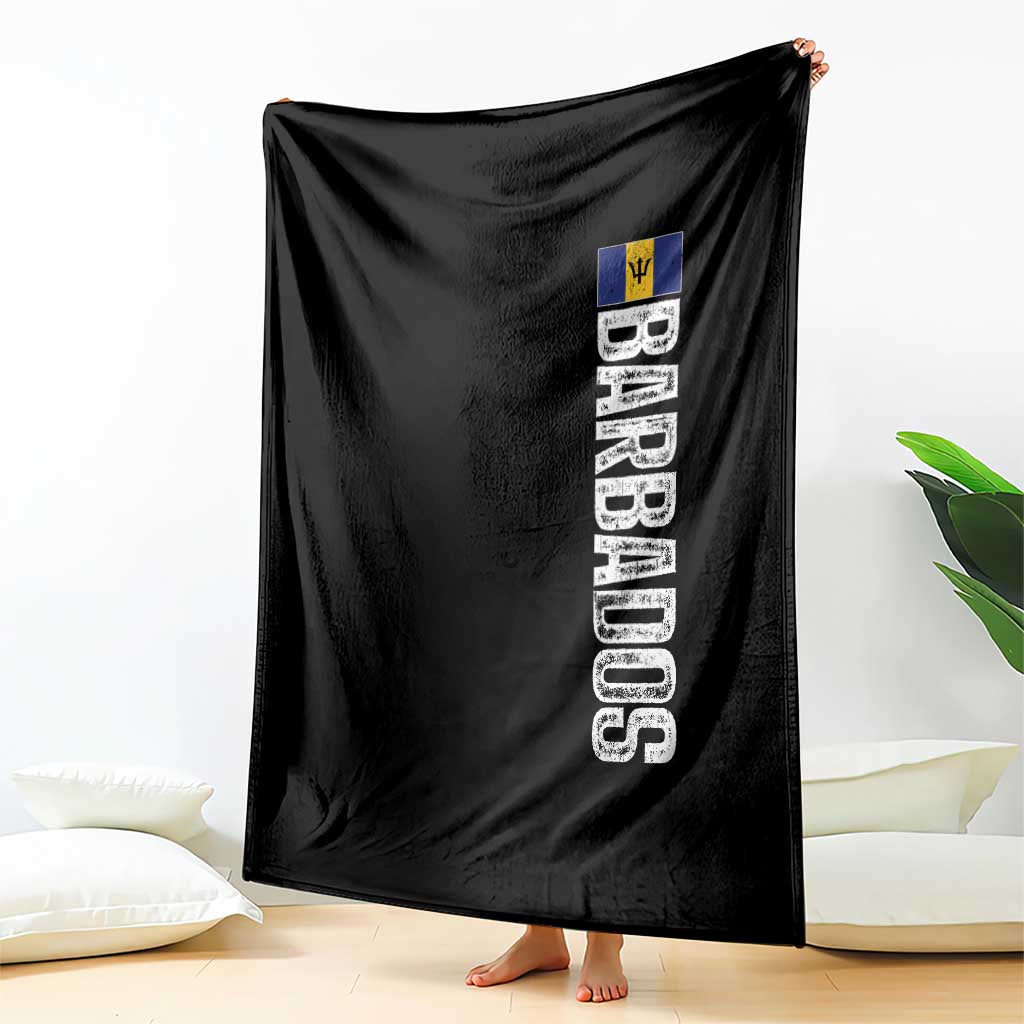 Barbados Flag Throw Blanket Distressed Vertical Typography Caribbean Island Pride Heritage Gift