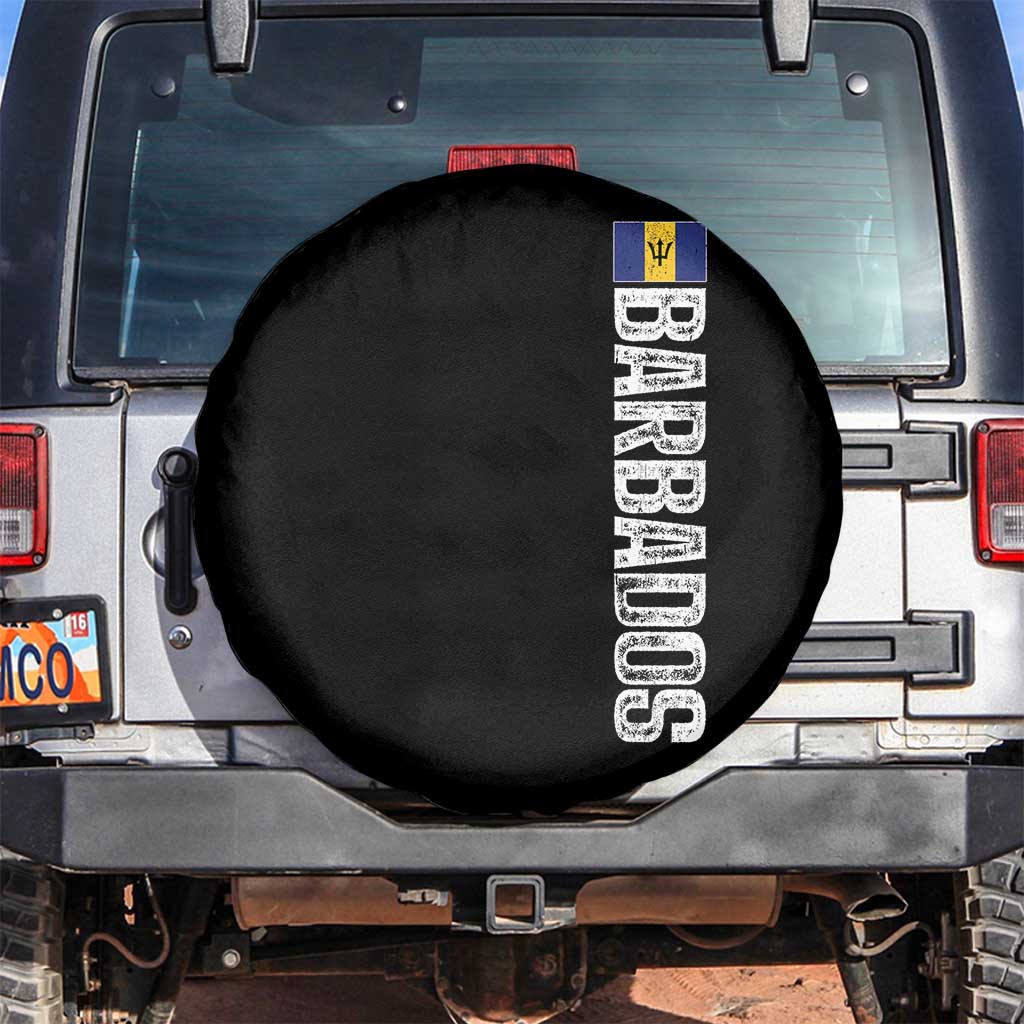 Barbados Flag Spare Tire Cover Distressed Vertical Typography Caribbean Island Pride Heritage Gift