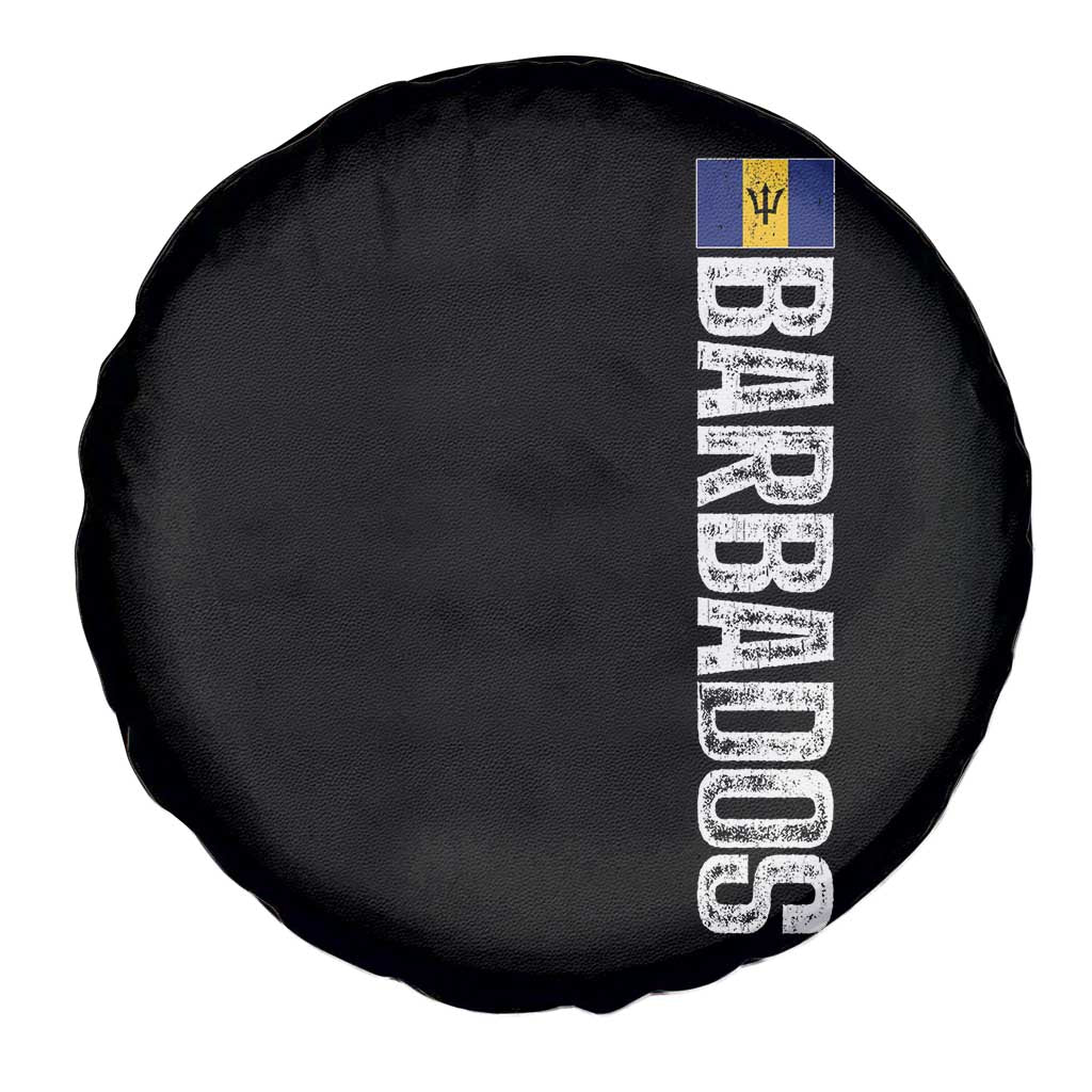 Barbados Flag Spare Tire Cover Distressed Vertical Typography Caribbean Island Pride Heritage Gift