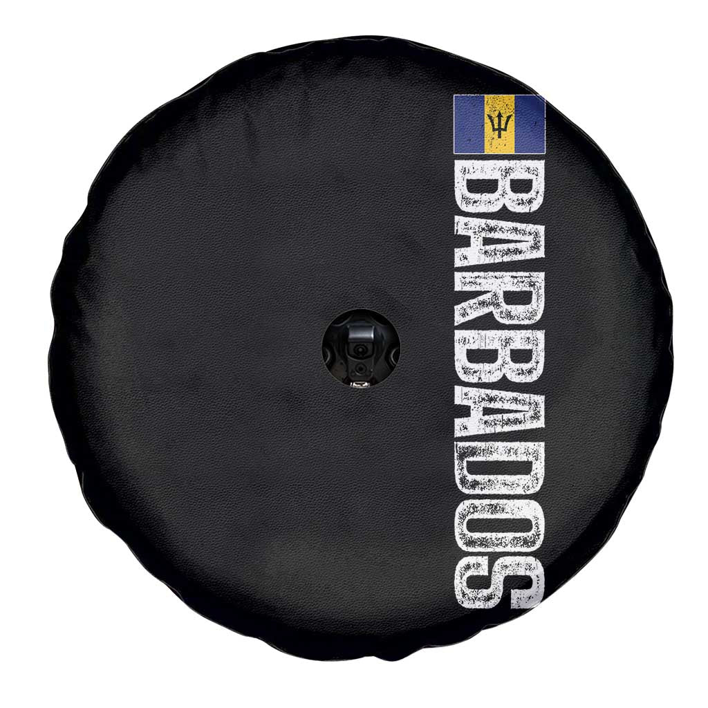 Barbados Flag Spare Tire Cover Distressed Vertical Typography Caribbean Island Pride Heritage Gift