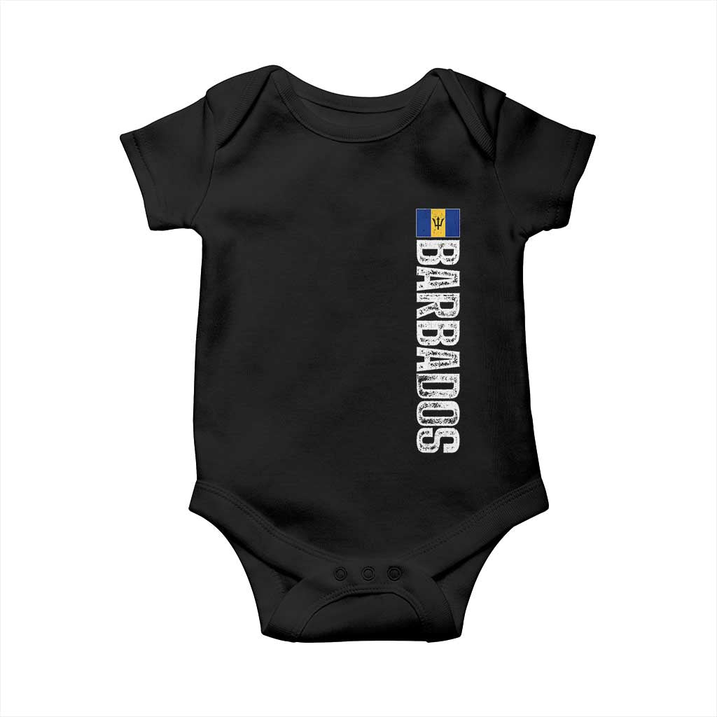 Barbados Flag Baby Onesie Distressed Vertical Typography Caribbean Island Pride Heritage Gift
