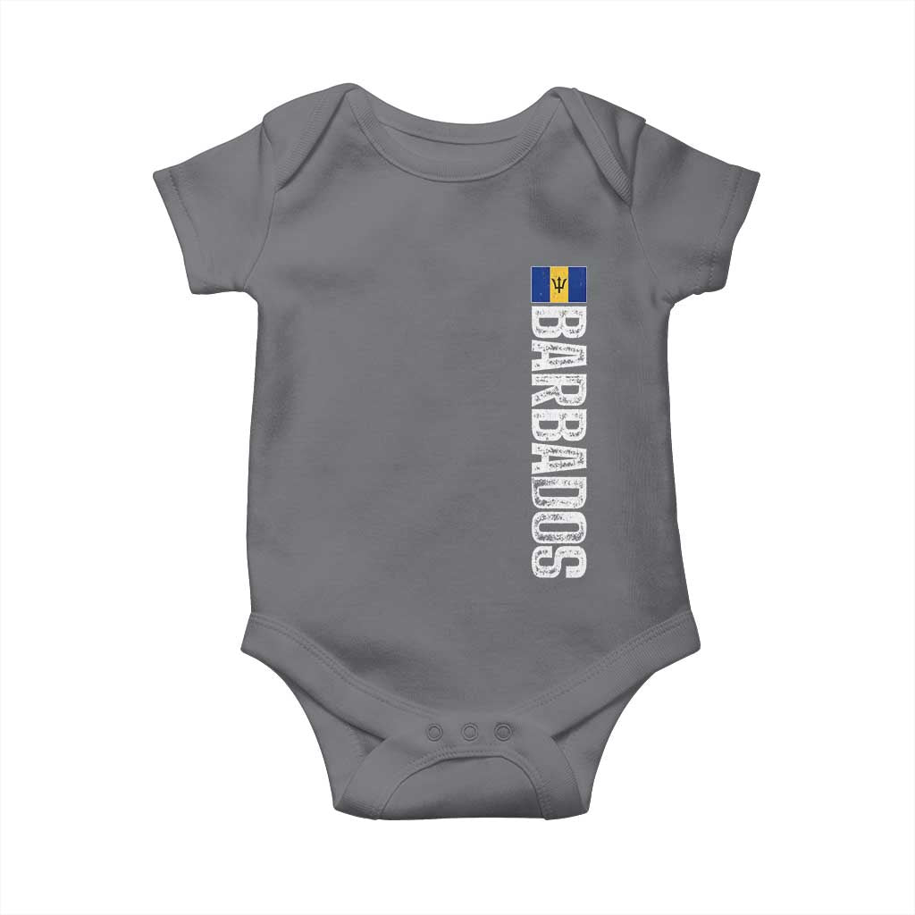 Barbados Flag Baby Onesie Distressed Vertical Typography Caribbean Island Pride Heritage Gift
