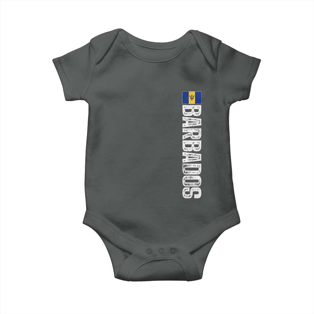 Barbados Flag Baby Onesie Distressed Vertical Typography Caribbean Island Pride Heritage Gift