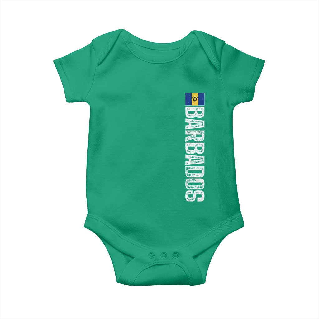 Barbados Flag Baby Onesie Distressed Vertical Typography Caribbean Island Pride Heritage Gift