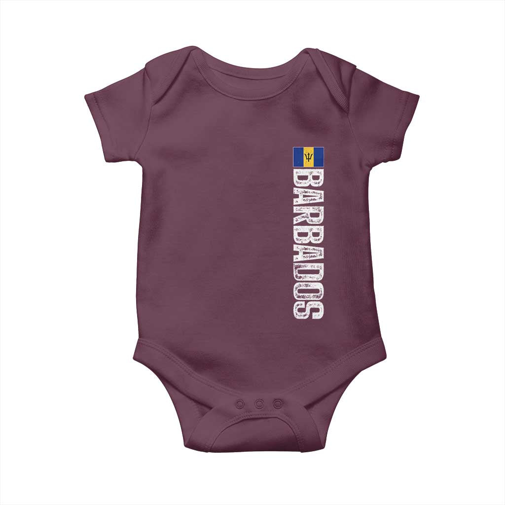 Barbados Flag Baby Onesie Distressed Vertical Typography Caribbean Island Pride Heritage Gift