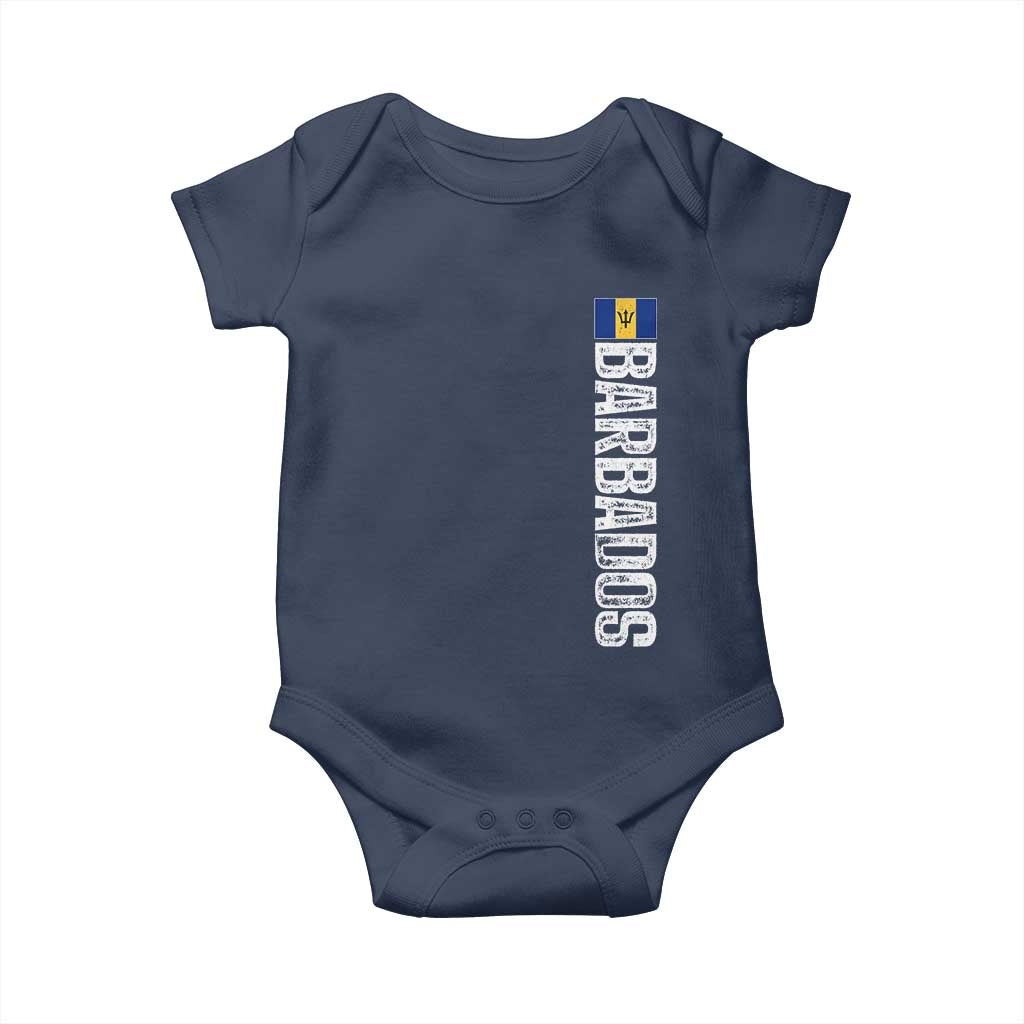 Barbados Flag Baby Onesie Distressed Vertical Typography Caribbean Island Pride Heritage Gift