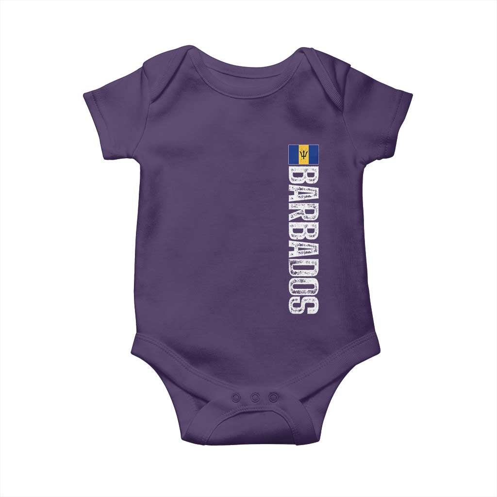 Barbados Flag Baby Onesie Distressed Vertical Typography Caribbean Island Pride Heritage Gift