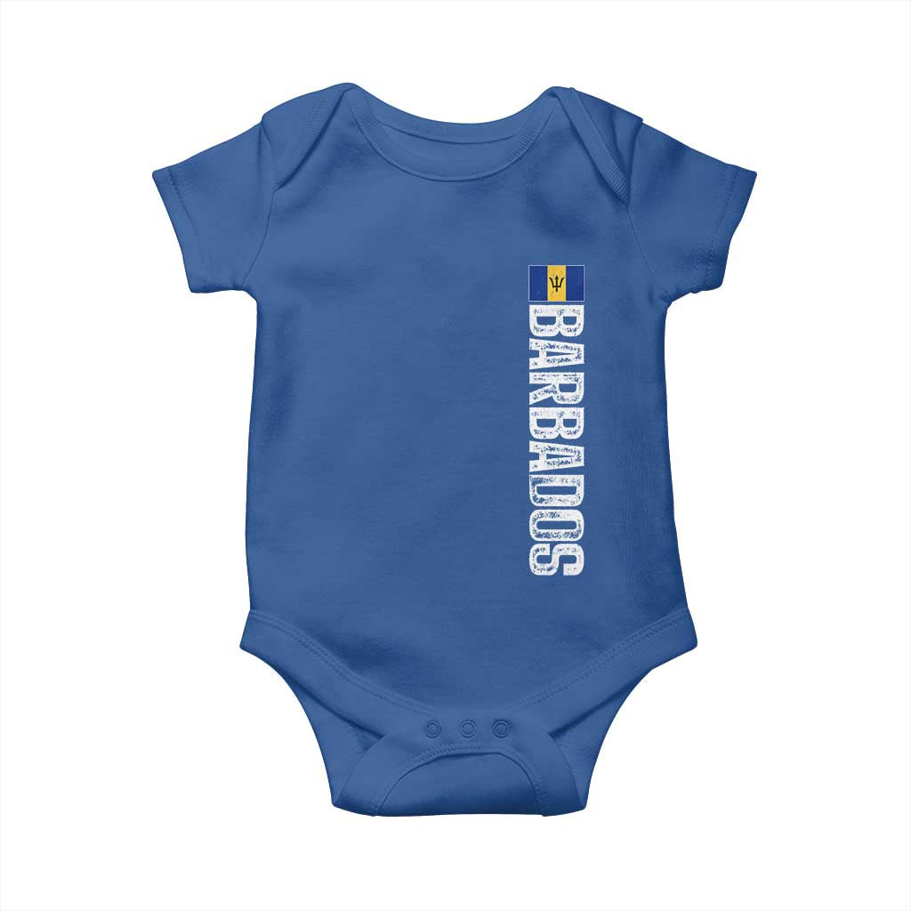 Barbados Flag Baby Onesie Distressed Vertical Typography Caribbean Island Pride Heritage Gift