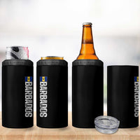 Barbados Flag 4 in 1 Can Cooler Tumbler Distressed Vertical Typography Caribbean Island Pride Heritage Gift