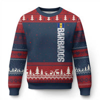 Barbados Flag Ugly Christmas Sweater Distressed Vertical Typography Caribbean Island Pride Heritage Gift