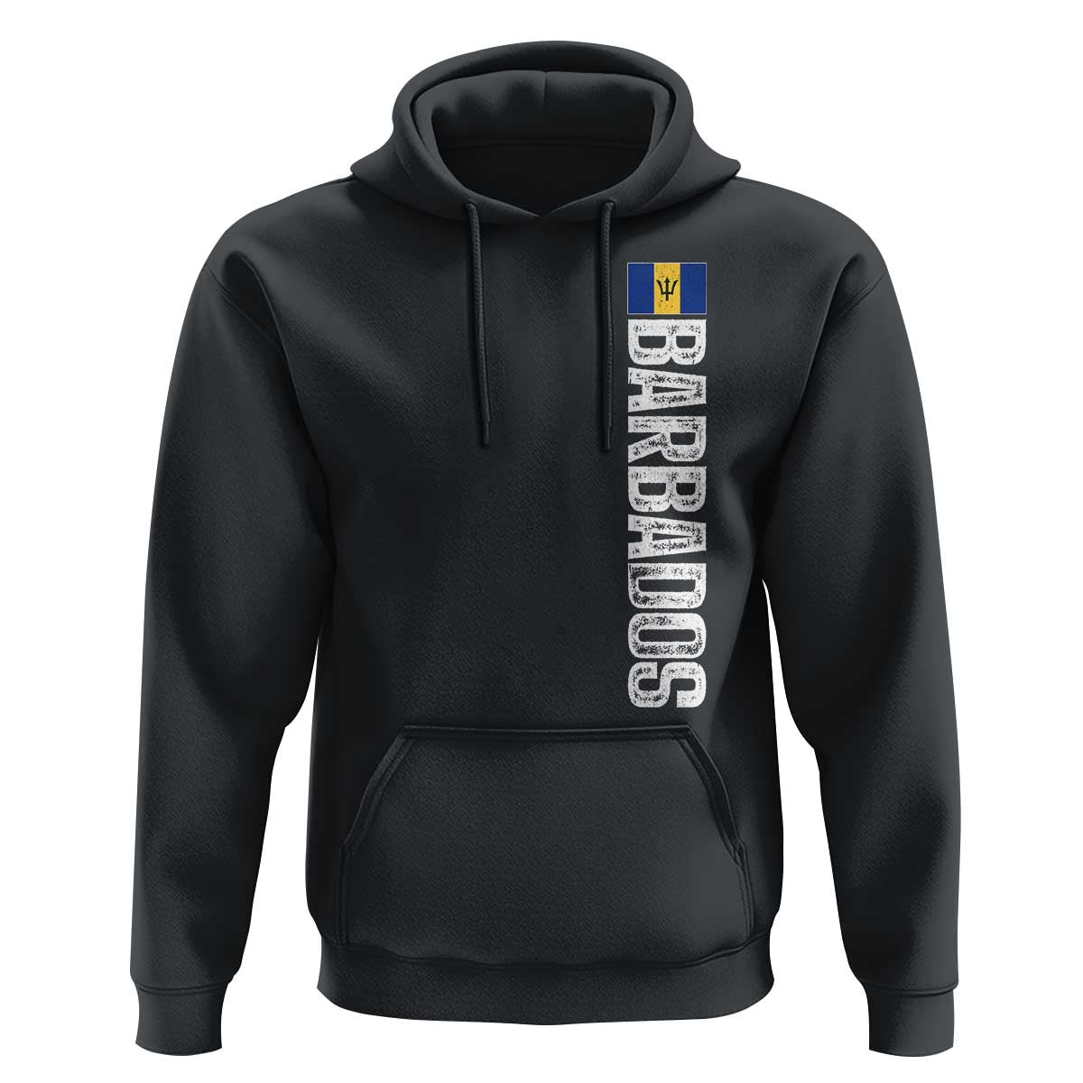 Barbados Flag Hoodie Distressed Vertical Typography Caribbean Island Pride Heritage Gift