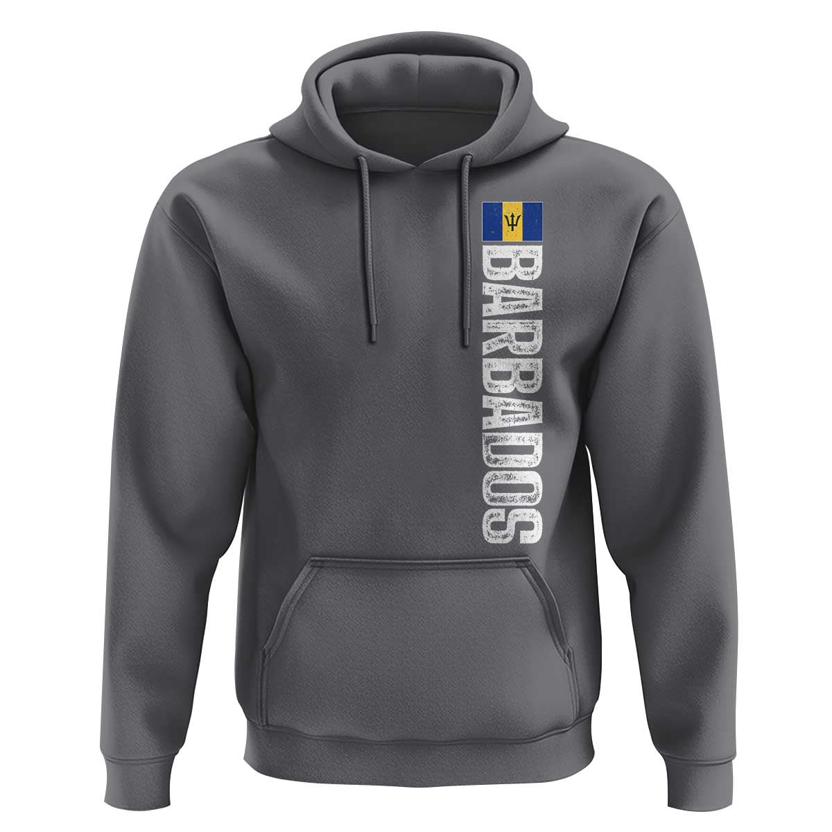 Barbados Flag Hoodie Distressed Vertical Typography Caribbean Island Pride Heritage Gift