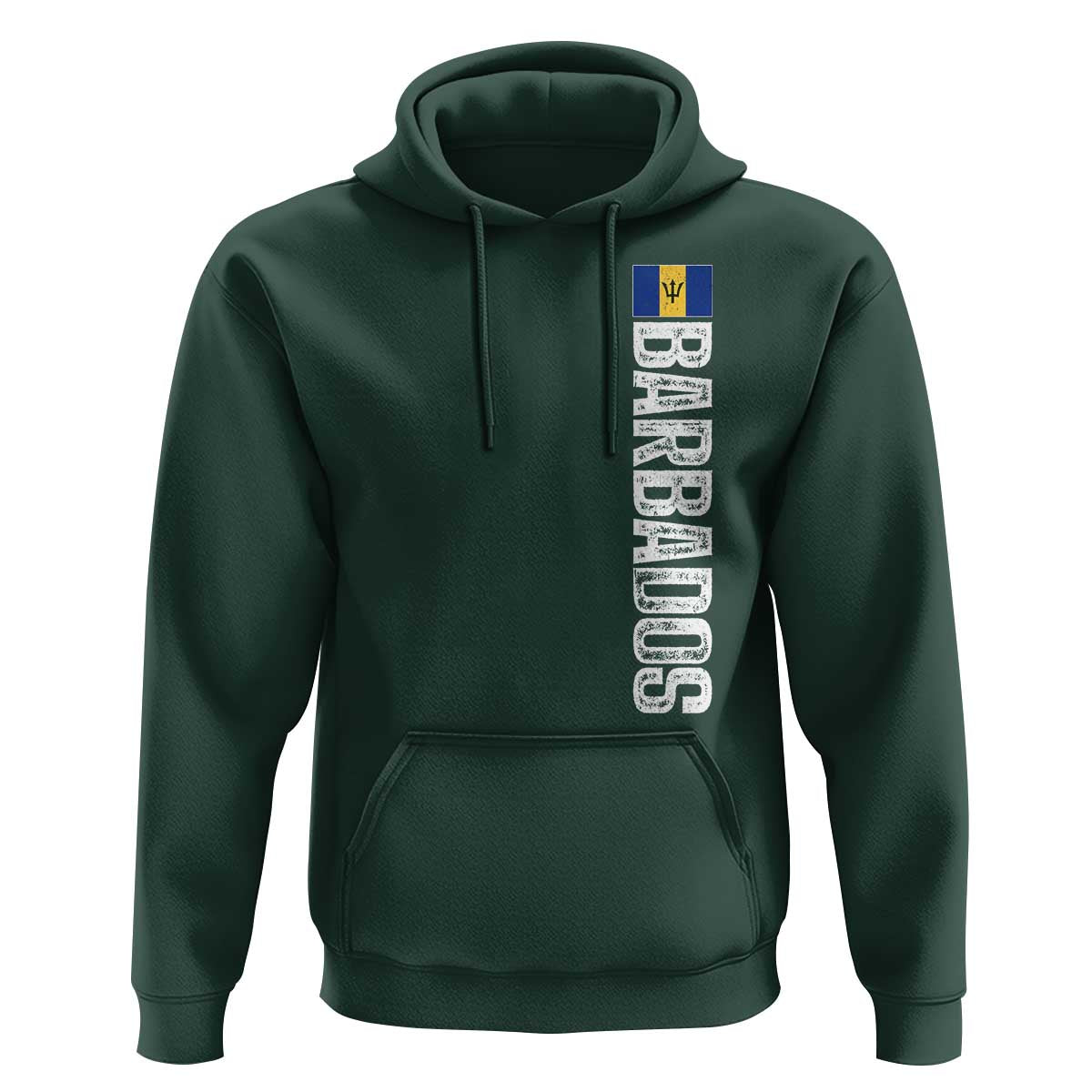 Barbados Flag Hoodie Distressed Vertical Typography Caribbean Island Pride Heritage Gift
