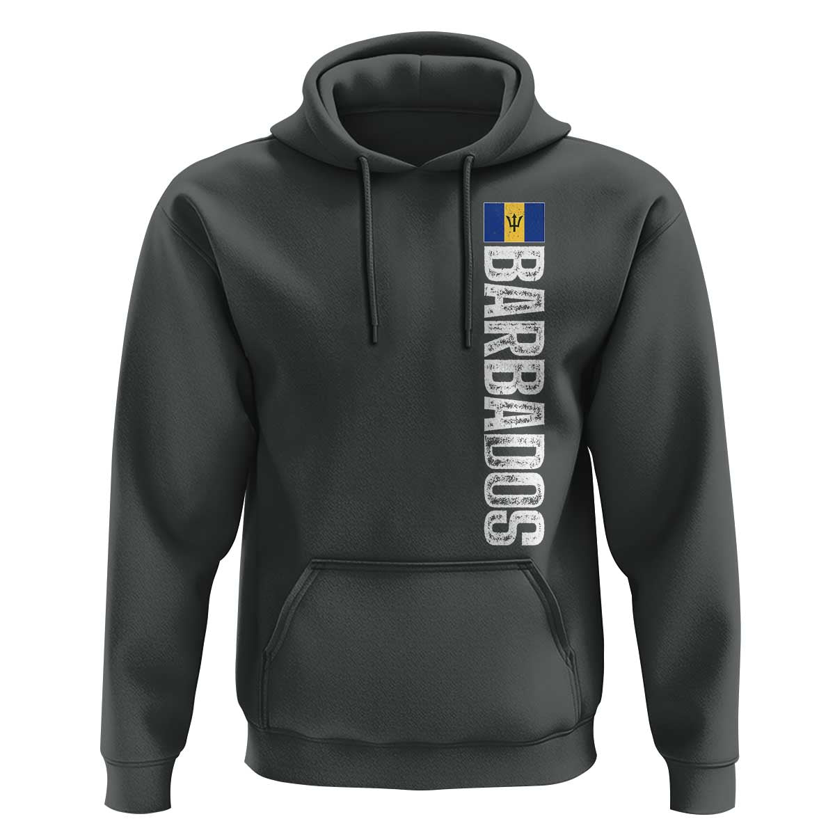 Barbados Flag Hoodie Distressed Vertical Typography Caribbean Island Pride Heritage Gift