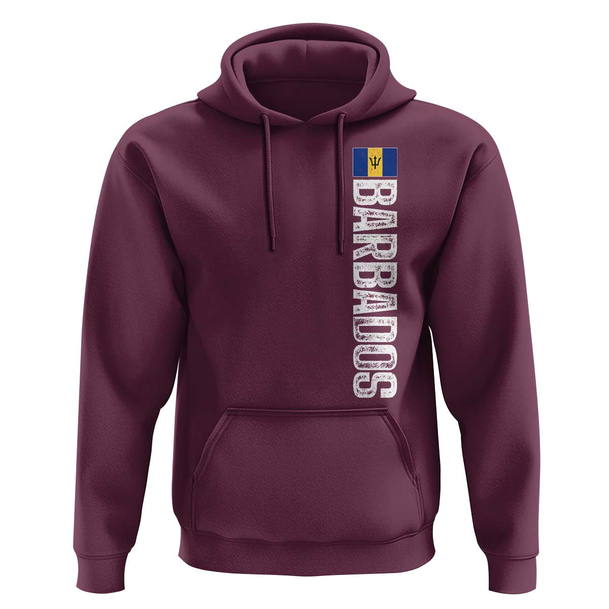 Barbados Flag Hoodie Distressed Vertical Typography Caribbean Island Pride Heritage Gift