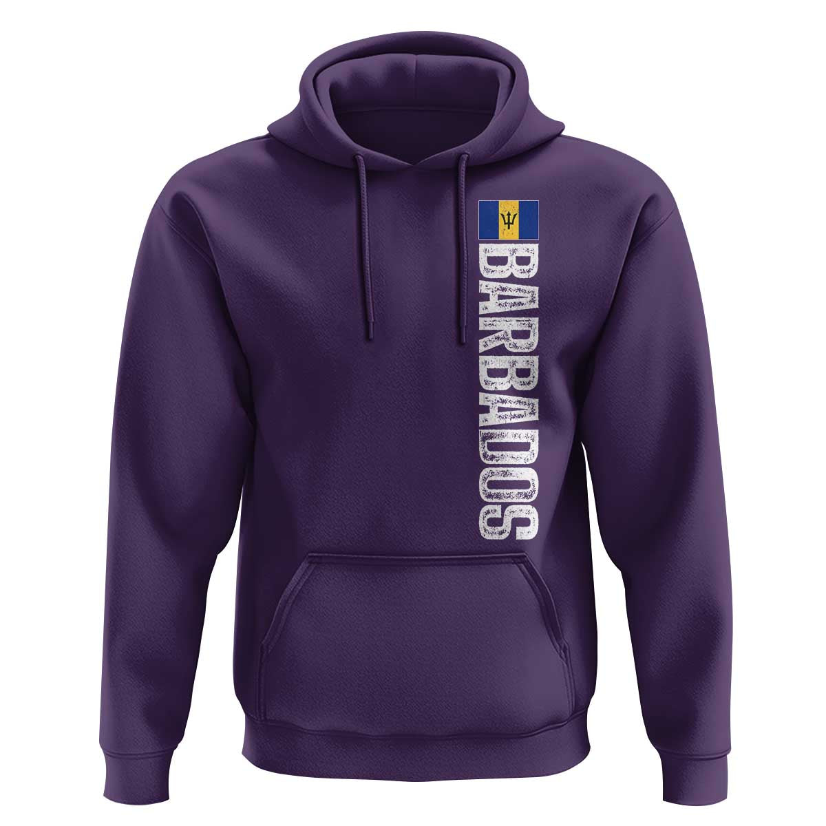 Barbados Flag Hoodie Distressed Vertical Typography Caribbean Island Pride Heritage Gift