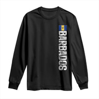 Barbados Flag Long Sleeve Shirt Distressed Vertical Typography Caribbean Island Pride Heritage Gift