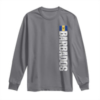 Barbados Flag Long Sleeve Shirt Distressed Vertical Typography Caribbean Island Pride Heritage Gift
