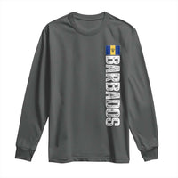 Barbados Flag Long Sleeve Shirt Distressed Vertical Typography Caribbean Island Pride Heritage Gift