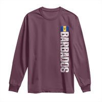 Barbados Flag Long Sleeve Shirt Distressed Vertical Typography Caribbean Island Pride Heritage Gift