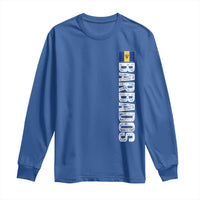 Barbados Flag Long Sleeve Shirt Distressed Vertical Typography Caribbean Island Pride Heritage Gift