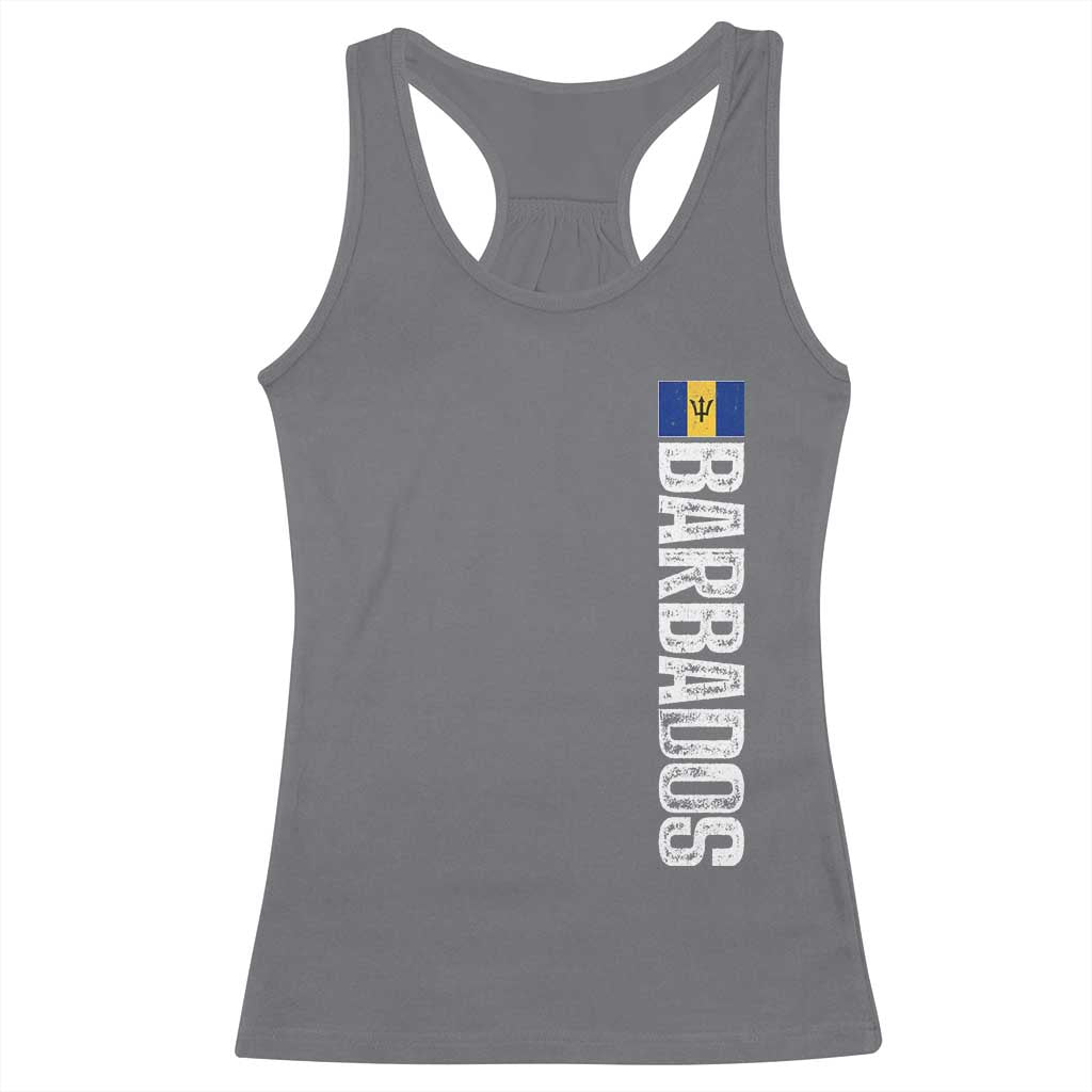 Barbados Flag Racerback Tank Top Distressed Vertical Typography Caribbean Island Pride Heritage Gift